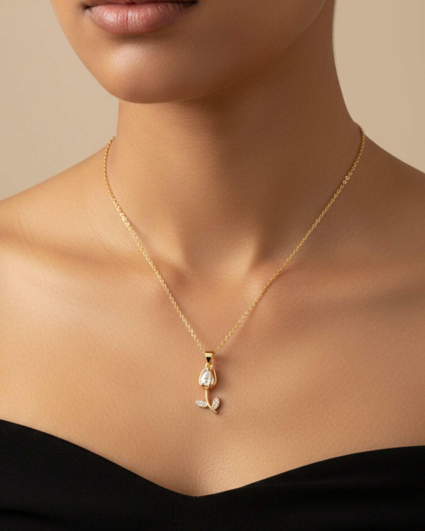 Leaf R 18K Gold Plated Necklace – Elegant Women’s Jewelry