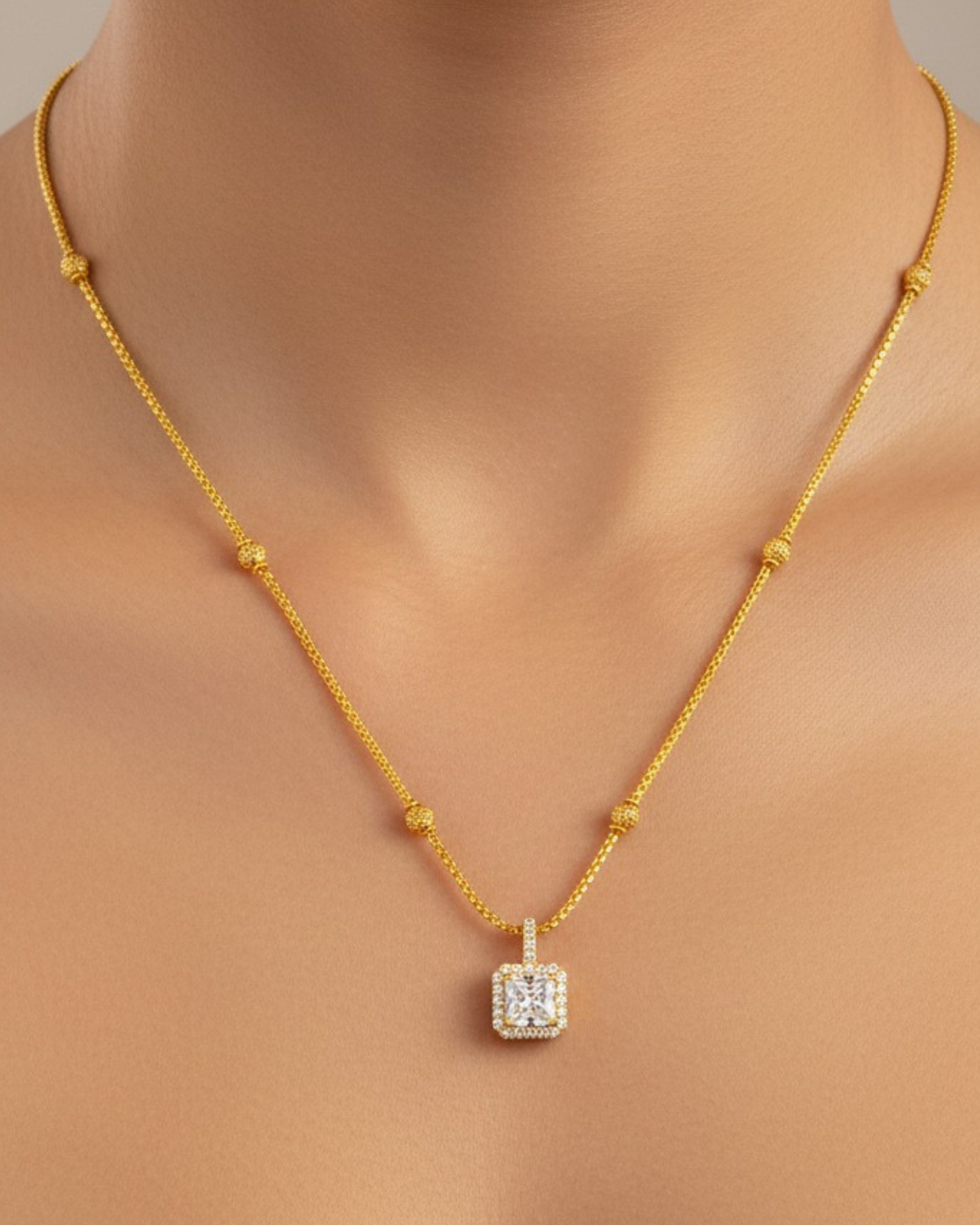 White Diamond 18k Gold Plated Necklace for Women | Elegant Luxury Jewelry