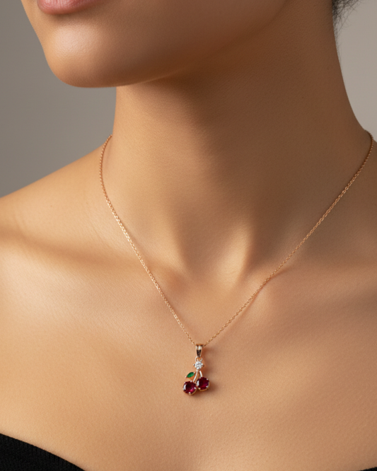Cherry 18K Gold Plated Necklace – Elegant Women’s Jewelry