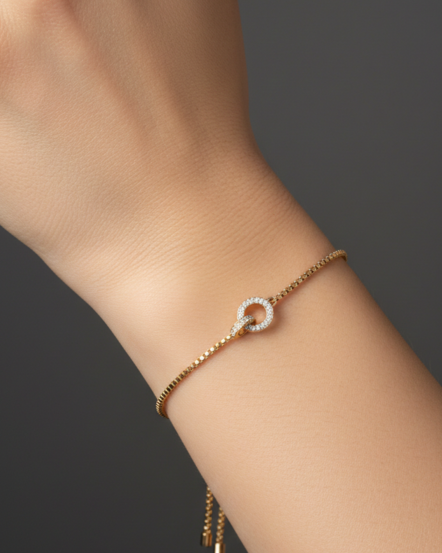 Ring Diamond Rosegold Plated Bracelet | Artisanal Handmade Jewellery