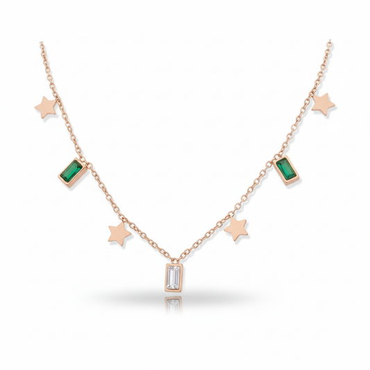 Star Diamond Rosegold Plated Necklace – Elegant Women’s Jewelry