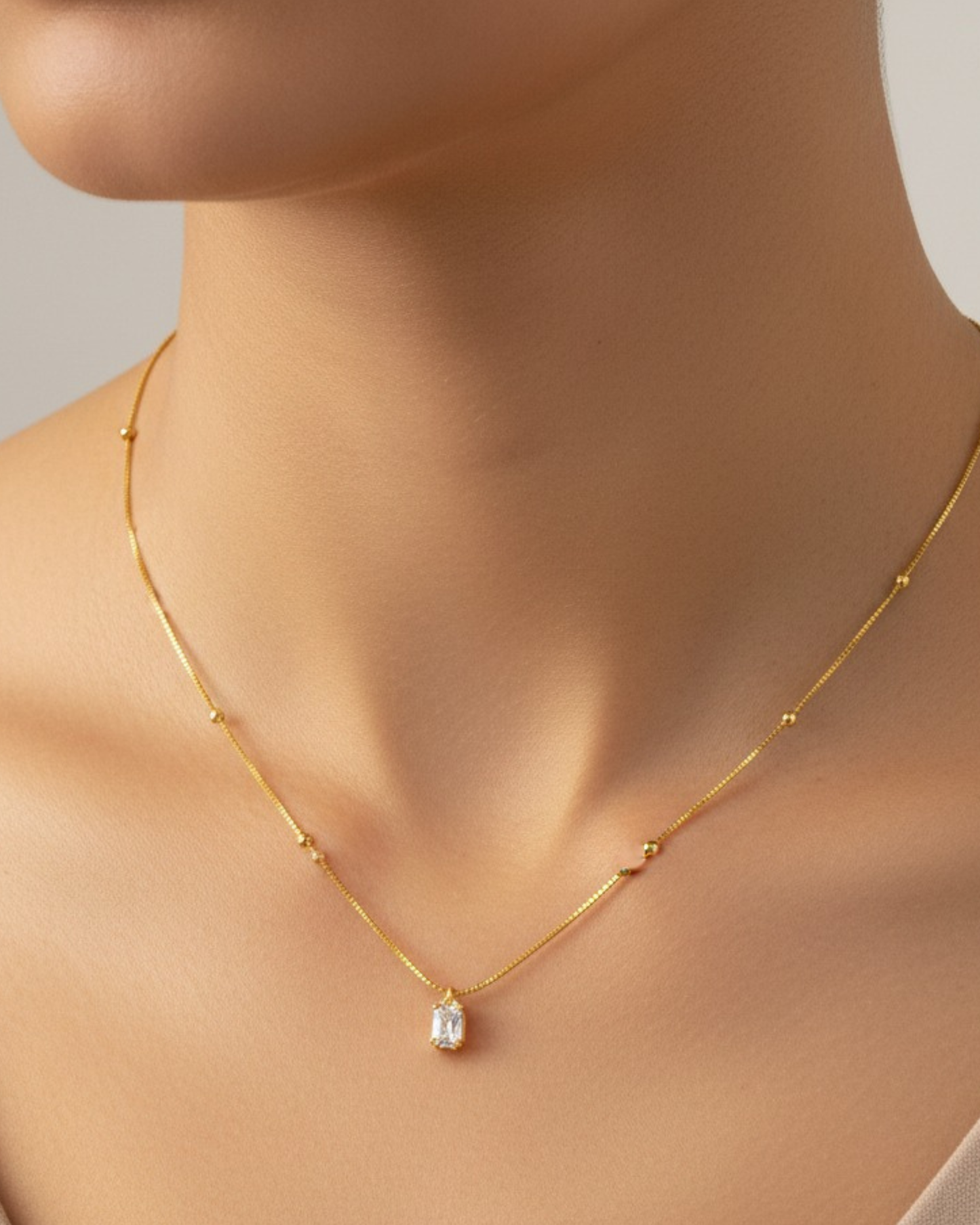 Royal Square 18k Gold Plated Necklace for Women | Elegant Statement Jewelry