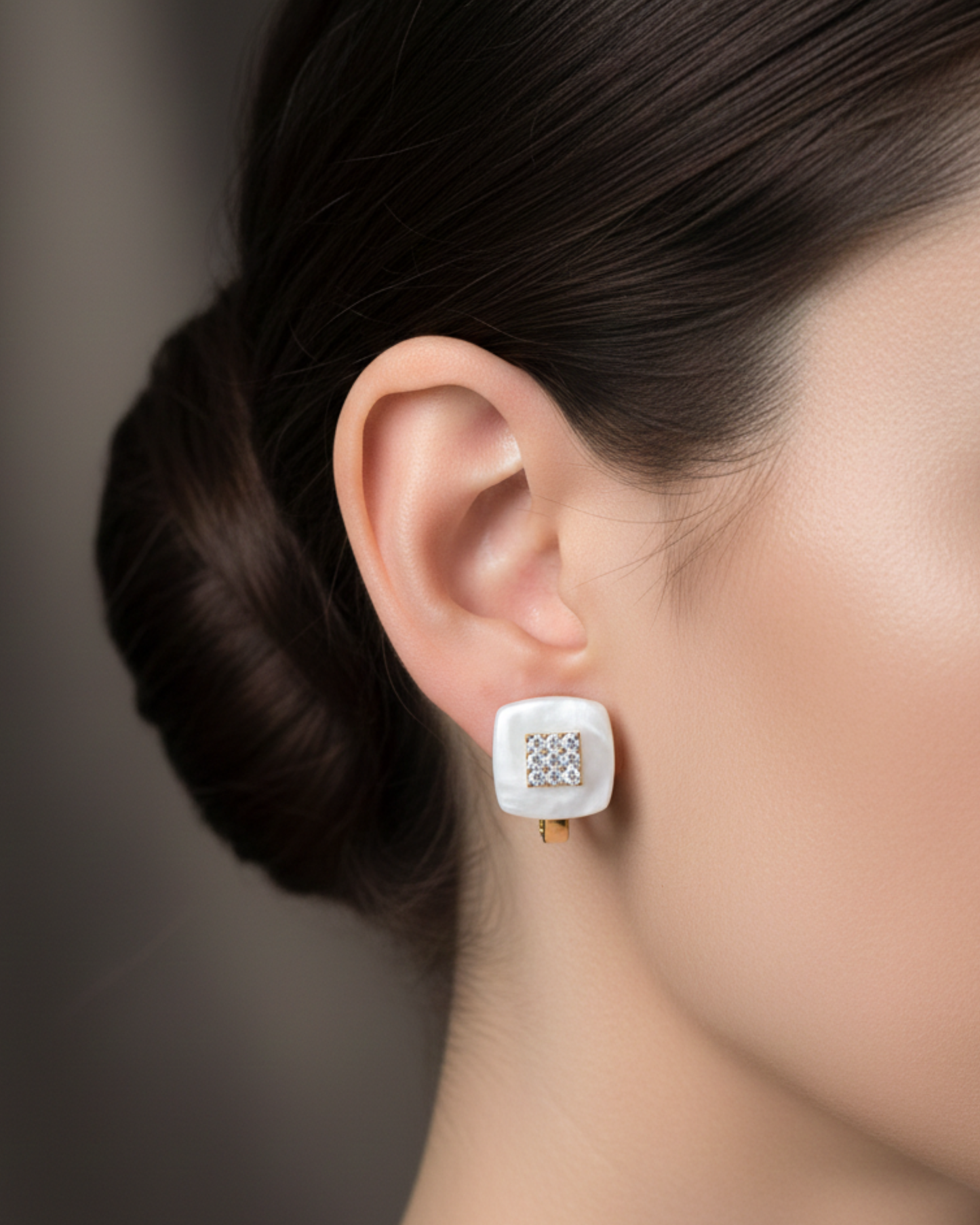 White Ceramic Square Kadi Rose Gold-Plated Earrings | Artisanal Handmade Jewellery