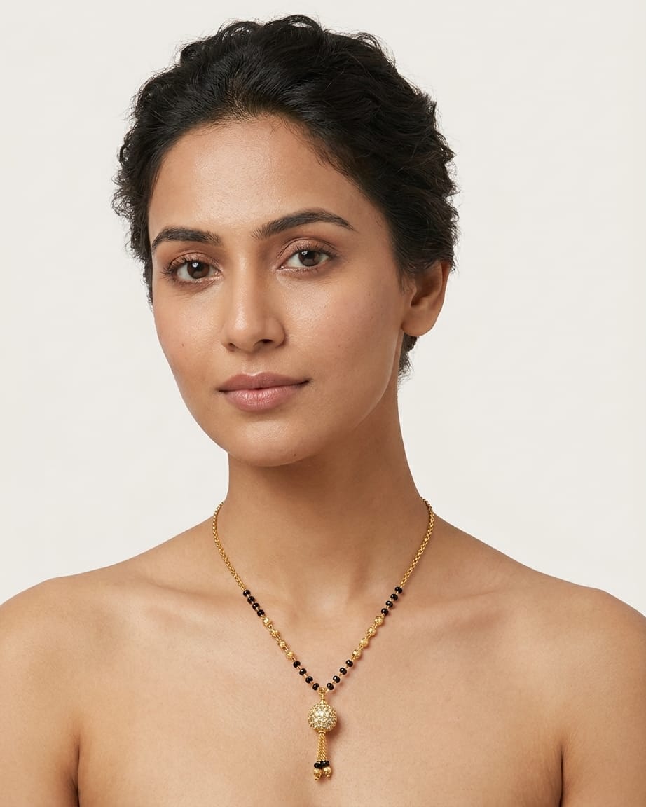 Round Aura 18K Gold-Plated Mangalsutra | Artisanal Handmade Jewellery