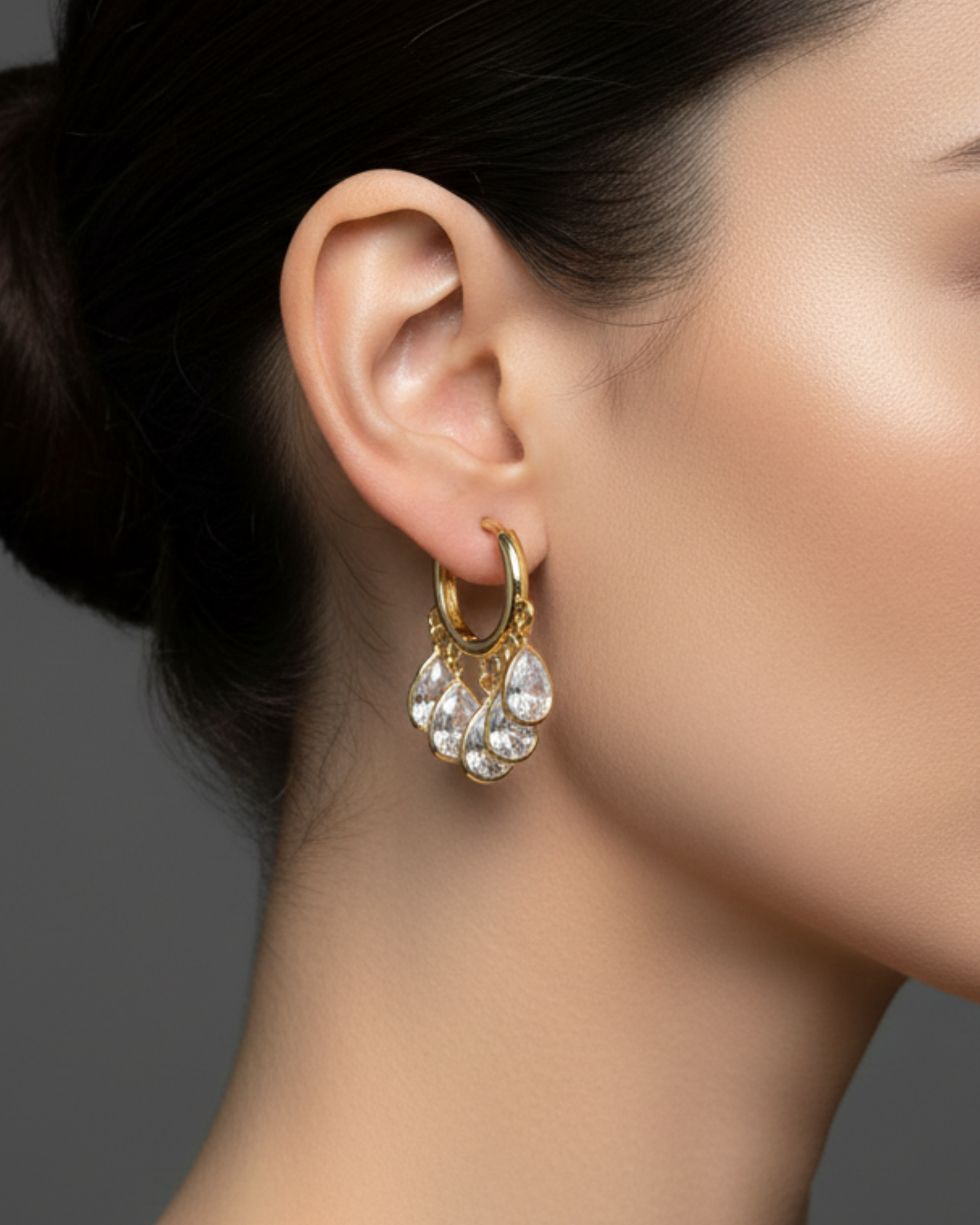 Multiple Diamond Kadi Rose Gold-Plated Earrings | Artisanal Jewellery
