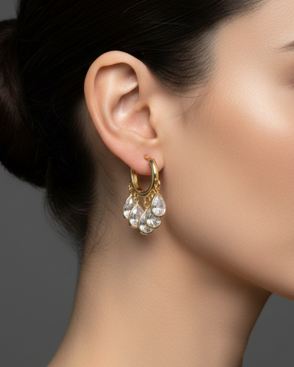 Multiple Diamond Kadi Rose Gold-Plated Earrings | Artisanal Jewellery