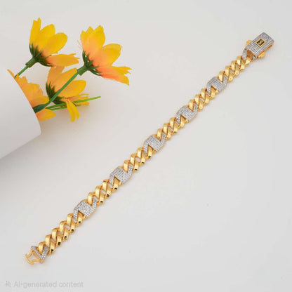 Z-Cut Diamond Cuban Bracelet for Men